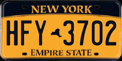 NY license plate HFY3702