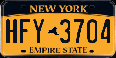 NY license plate HFY3704