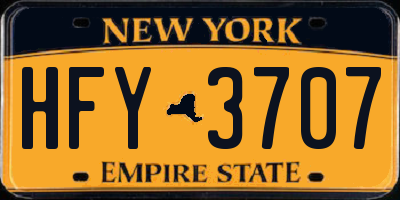 NY license plate HFY3707