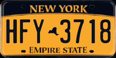 NY license plate HFY3718