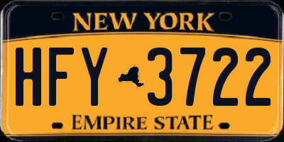 NY license plate HFY3722