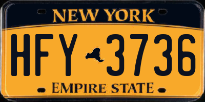 NY license plate HFY3736