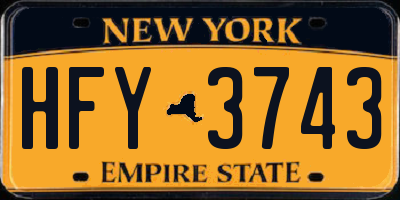 NY license plate HFY3743