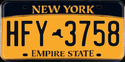 NY license plate HFY3758