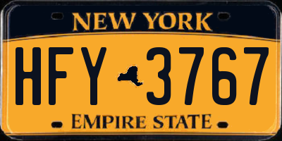 NY license plate HFY3767