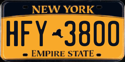 NY license plate HFY3800