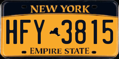 NY license plate HFY3815