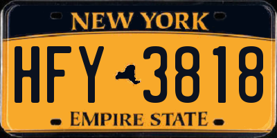 NY license plate HFY3818