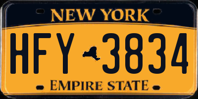 NY license plate HFY3834