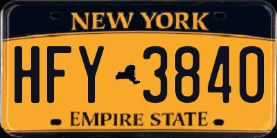 NY license plate HFY3840