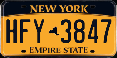 NY license plate HFY3847
