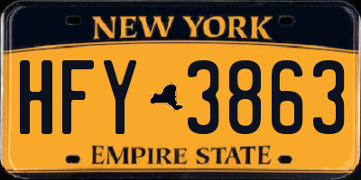 NY license plate HFY3863