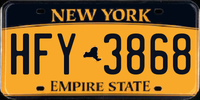 NY license plate HFY3868