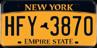 NY license plate HFY3870