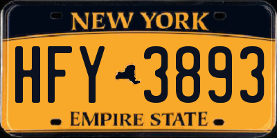 NY license plate HFY3893
