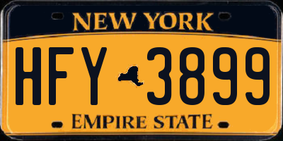 NY license plate HFY3899