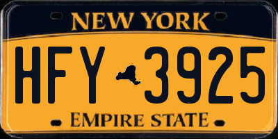 NY license plate HFY3925