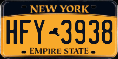 NY license plate HFY3938