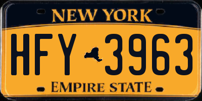 NY license plate HFY3963