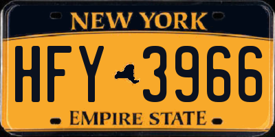 NY license plate HFY3966