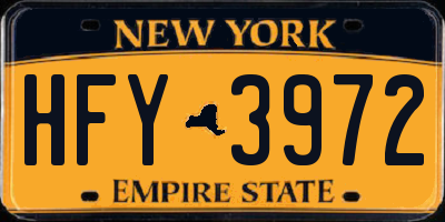 NY license plate HFY3972