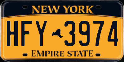 NY license plate HFY3974