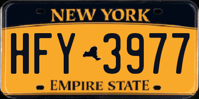 NY license plate HFY3977