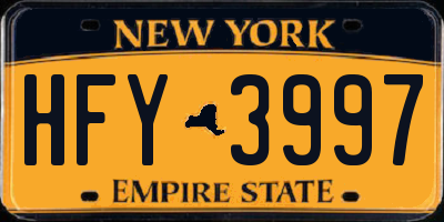 NY license plate HFY3997