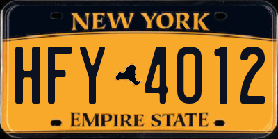 NY license plate HFY4012
