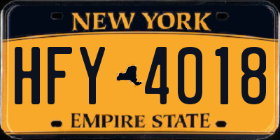 NY license plate HFY4018