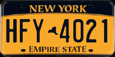 NY license plate HFY4021