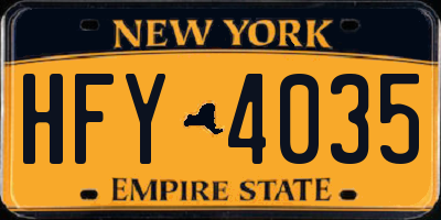 NY license plate HFY4035