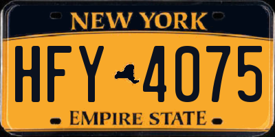 NY license plate HFY4075