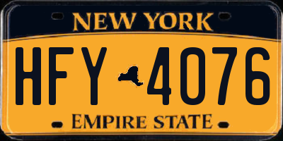 NY license plate HFY4076