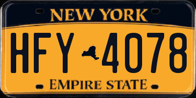 NY license plate HFY4078
