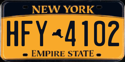 NY license plate HFY4102