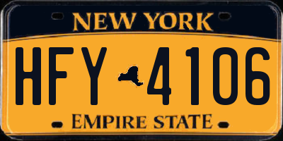 NY license plate HFY4106