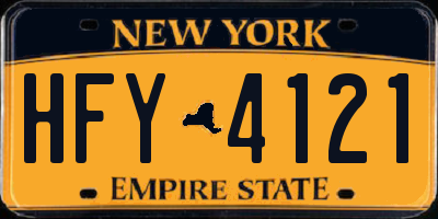 NY license plate HFY4121