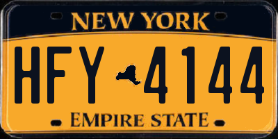 NY license plate HFY4144