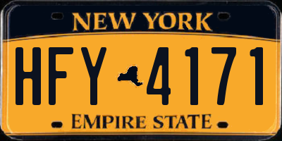 NY license plate HFY4171