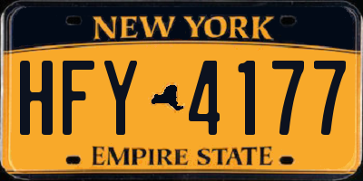 NY license plate HFY4177