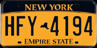 NY license plate HFY4194