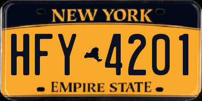 NY license plate HFY4201