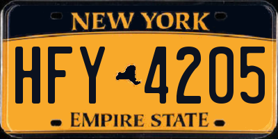 NY license plate HFY4205
