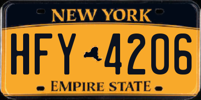 NY license plate HFY4206