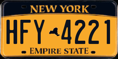 NY license plate HFY4221