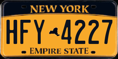 NY license plate HFY4227