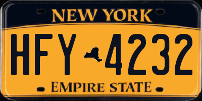 NY license plate HFY4232