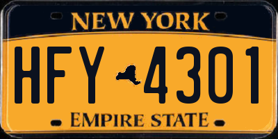 NY license plate HFY4301