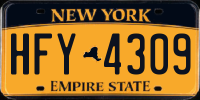NY license plate HFY4309